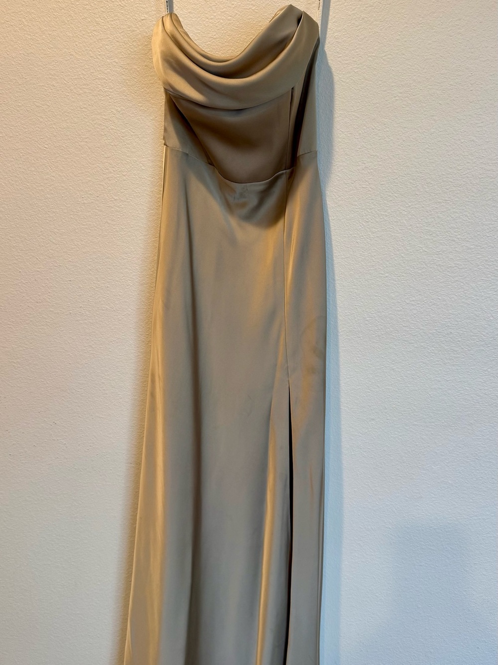 Birdy Grey Strapless Cowl Neck Maxi Dress in Taupe